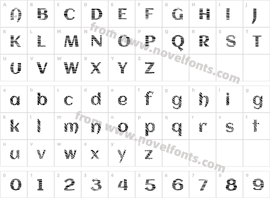 Striped FontCharacter Map