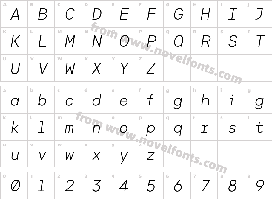 Stroig Light ItalicCharacter Map