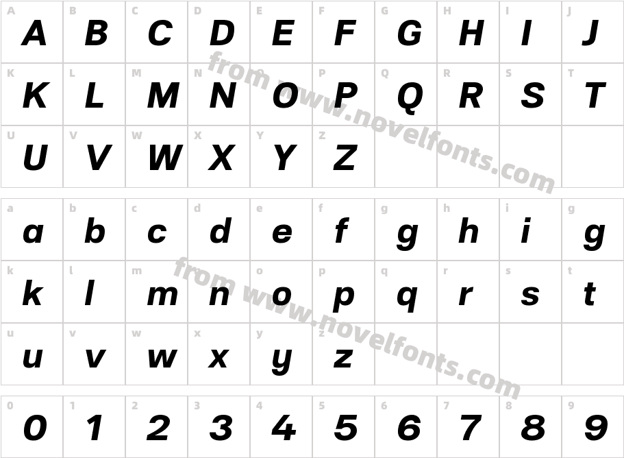 Substance W00 Extra Bold ItalicCharacter Map