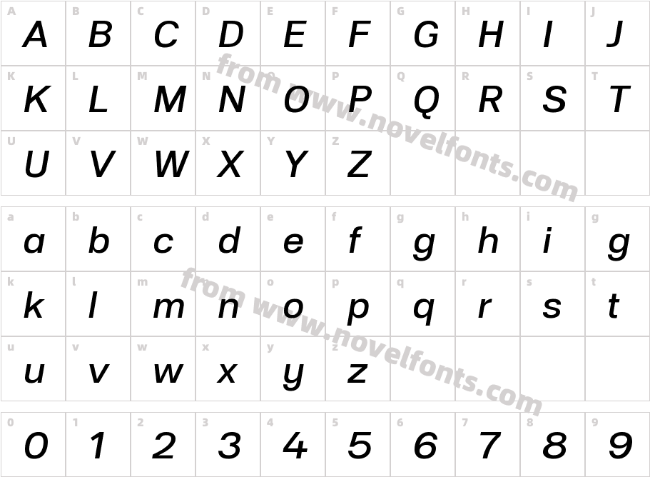 Substance W00 Medium ItalicCharacter Map