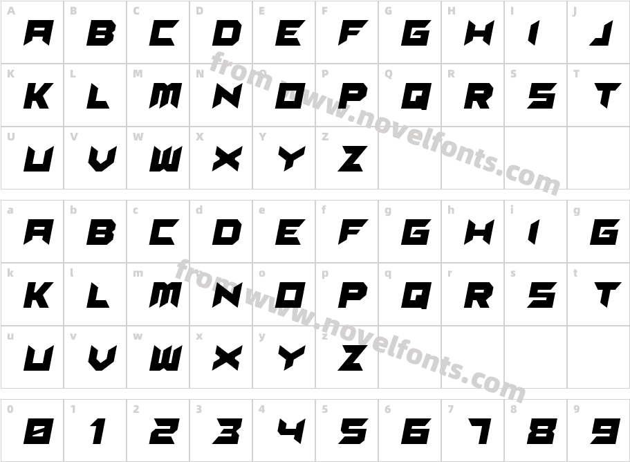 Suggested ItalicCharacter Map