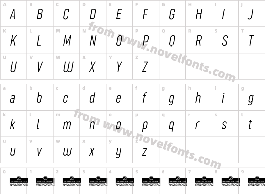 Sugo Pro Classic Trial Extra Light ItalicCharacter Map