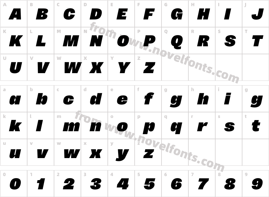 Sundry W05 Super ItalicCharacter Map
