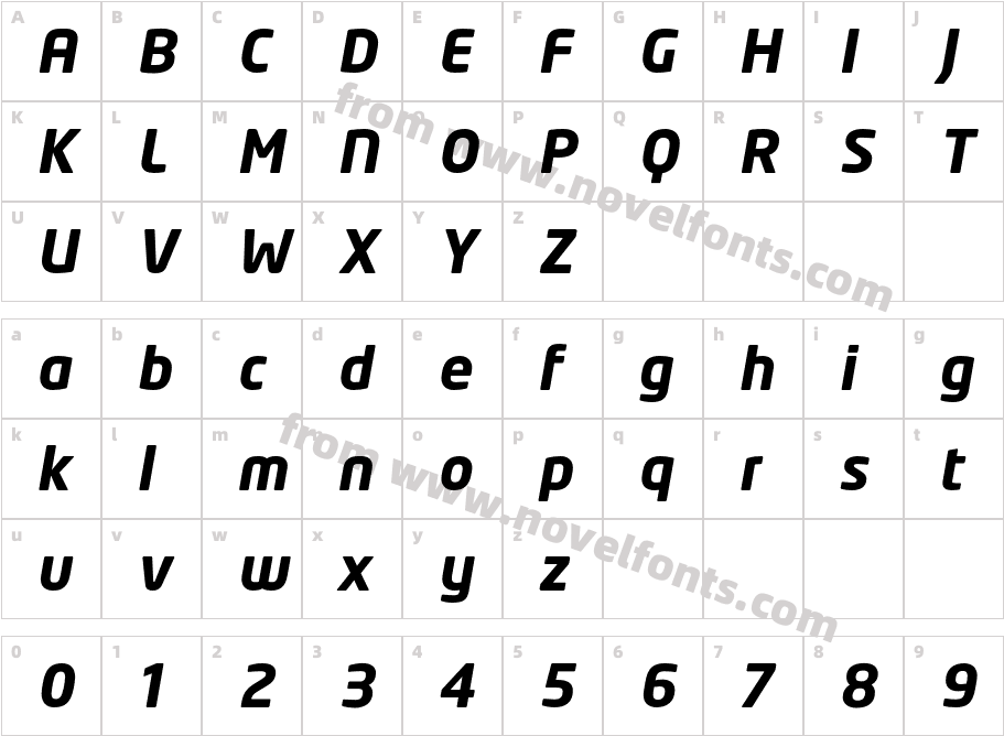 NeoTech Bold ItalicCharacter Map