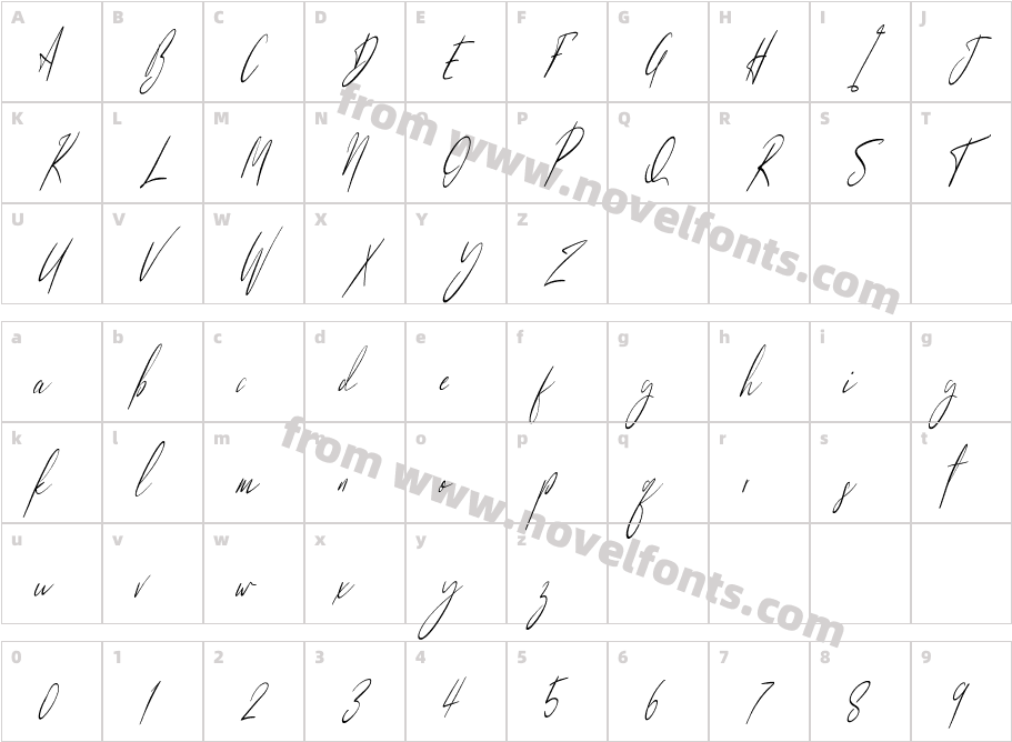 Sunlight ItalicCharacter Map