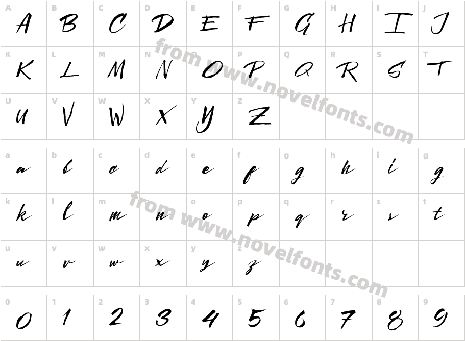 Sunoise Script ItalicCharacter Map