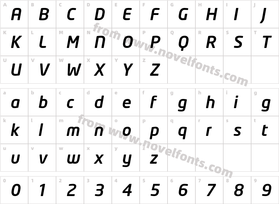 NeoTech Medium ItalicCharacter Map