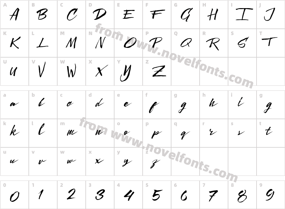 Sunoise Script ItalicCharacter Map