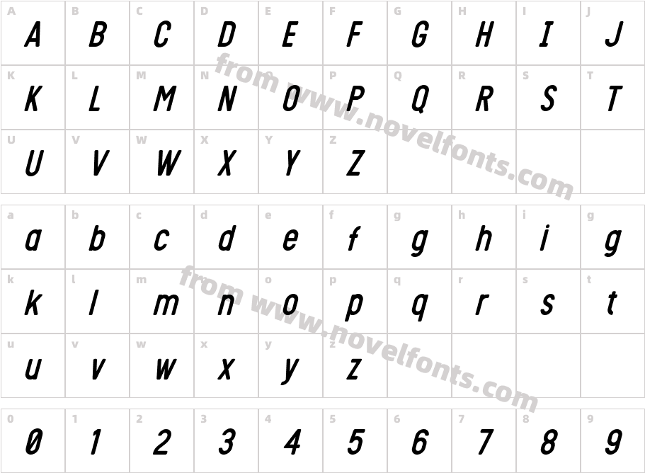 Sunroof ItalicCharacter Map