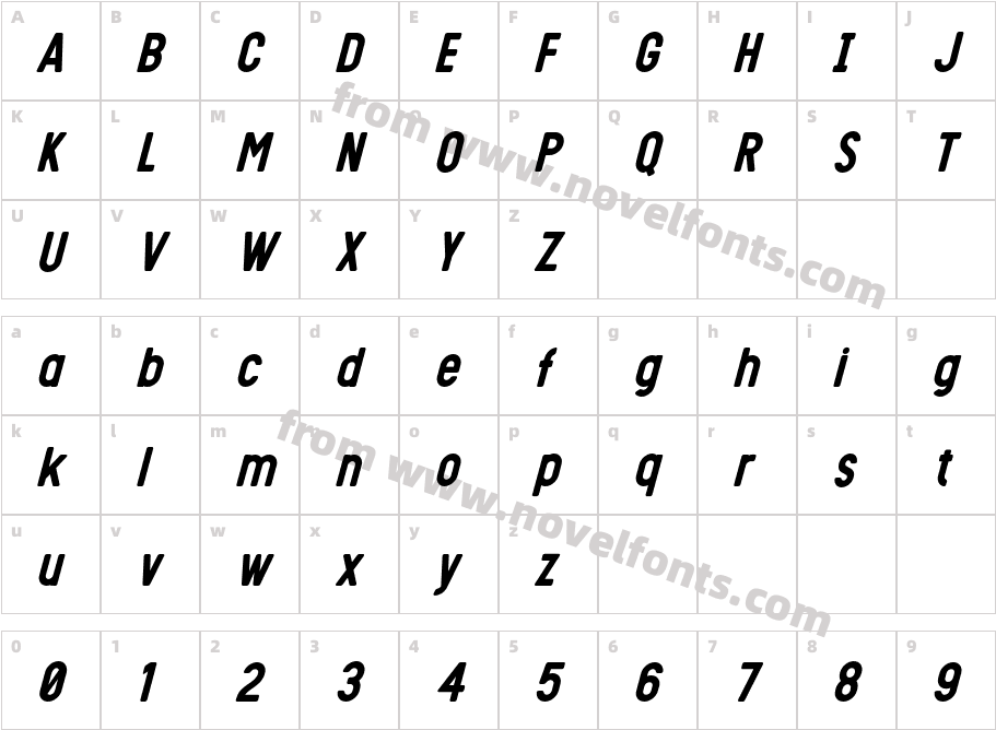Sunroof Medium ItalicCharacter Map