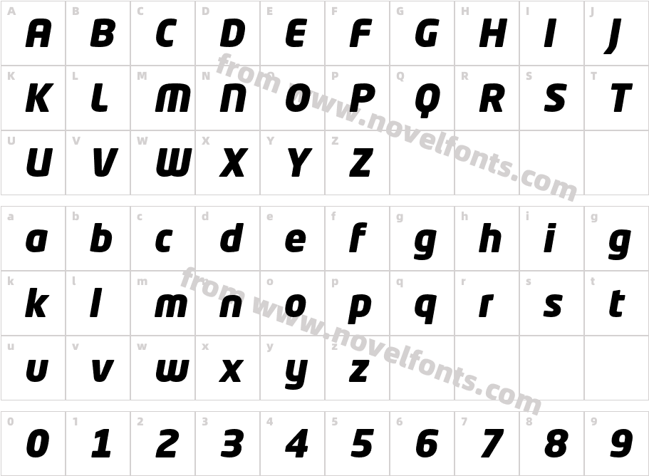 NeoTechStd-BlackItalicCharacter Map