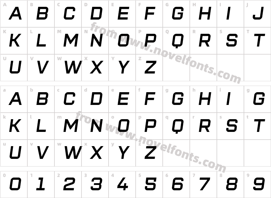 Super League Semibold ObliqueCharacter Map