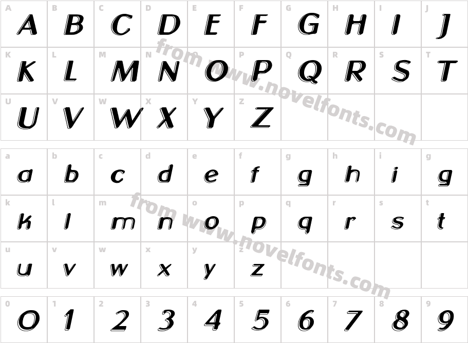 Neon 2 News ItalicCharacter Map