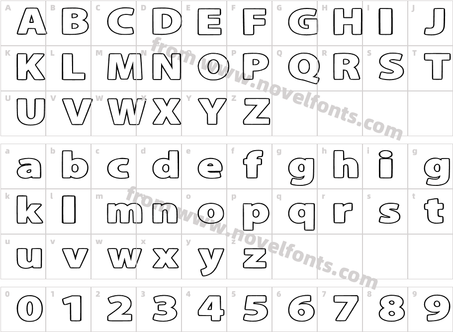 Super Sans Outline ExpandedCharacter Map