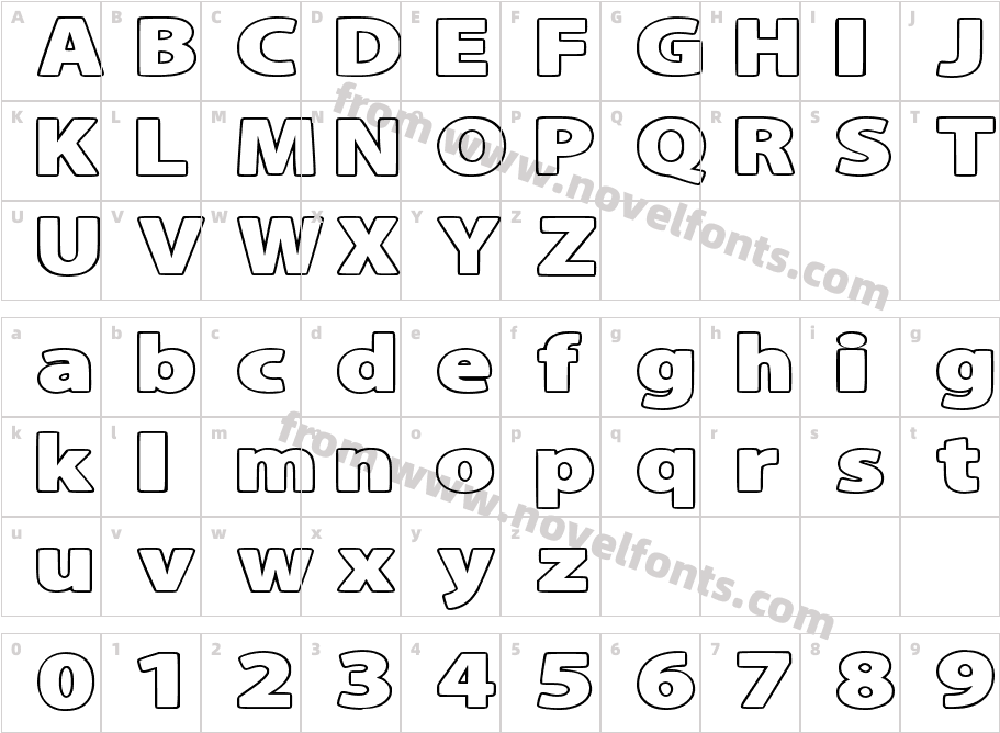 Super Sans Outline ExpandedCharacter Map