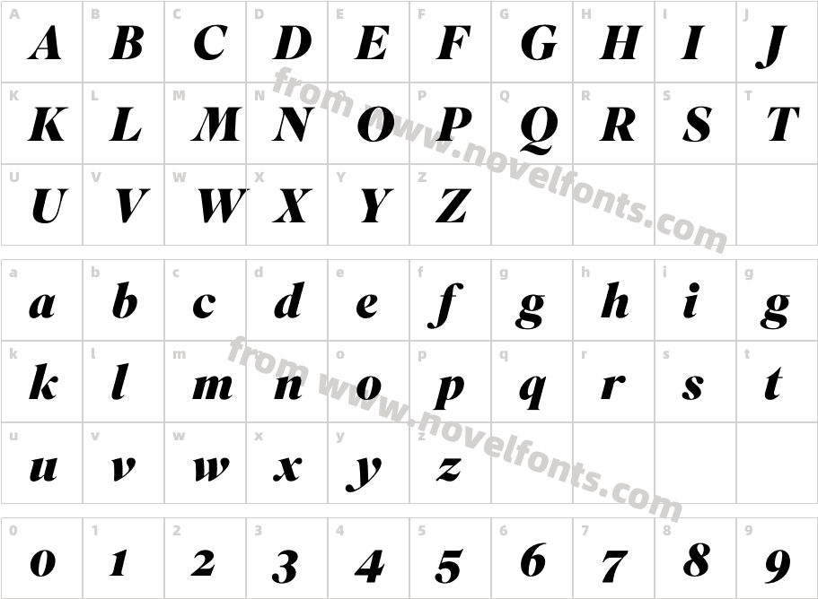 Superior Title Black ItalicCharacter Map