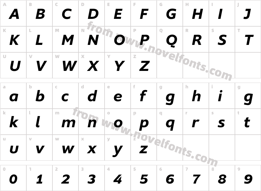 Supra W03 Demibold ItalicCharacter Map