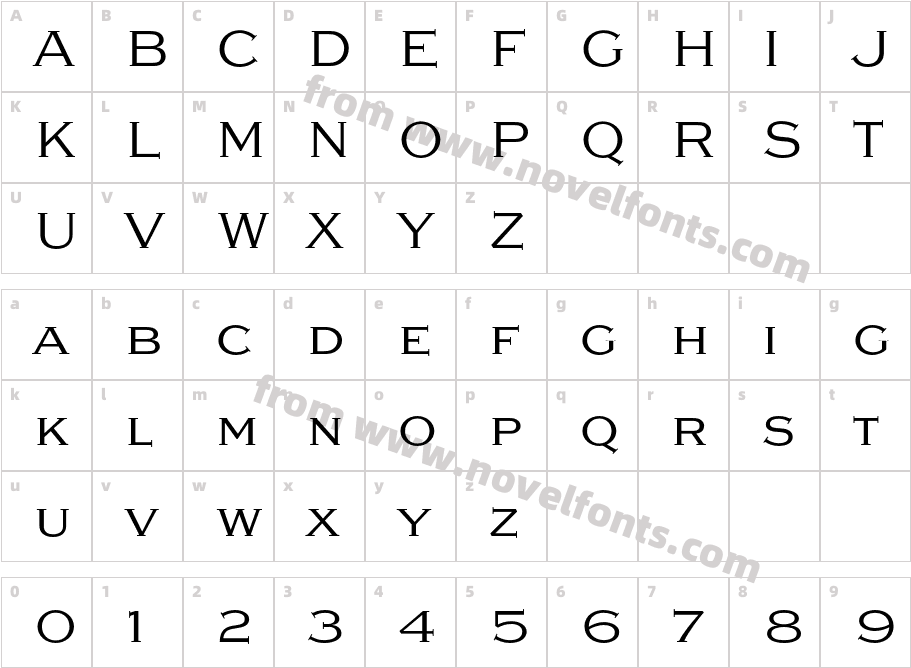 Sweet Gothic Serif LightCharacter Map