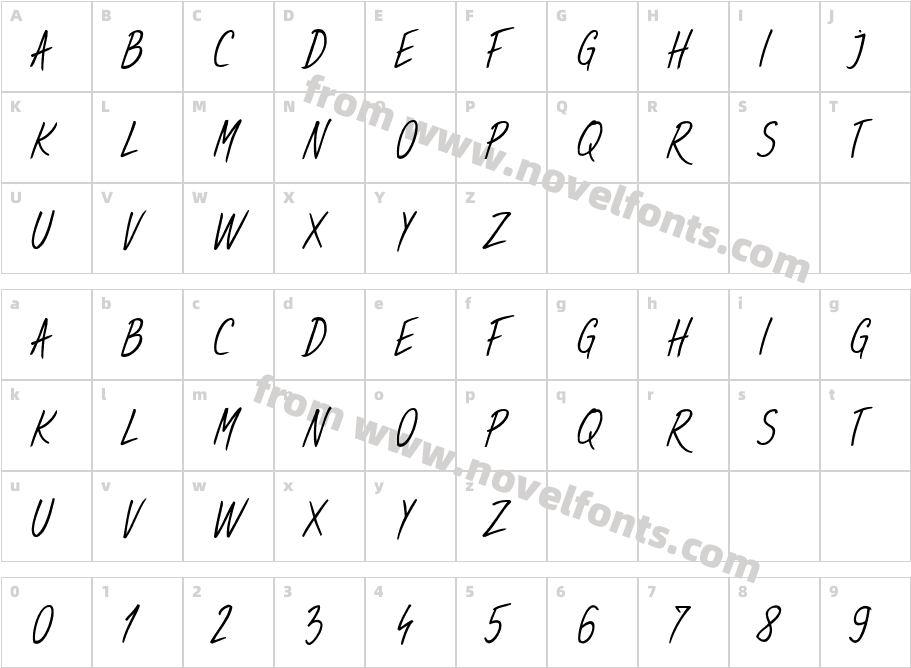 Sweet Handwrite RegularCharacter Map