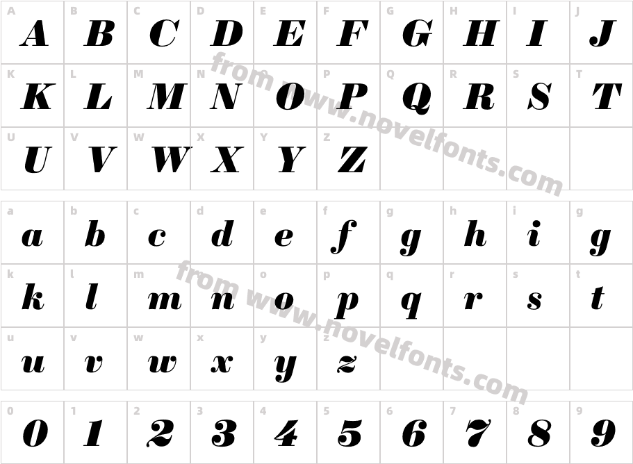 Sybarite Medium ItalicCharacter Map
