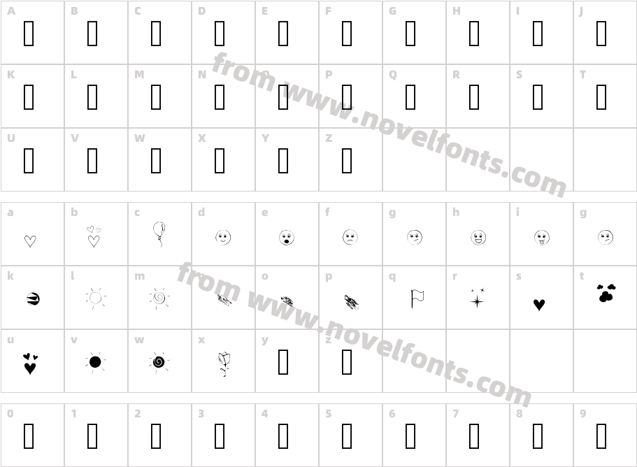 Symbols FontCharacter Map