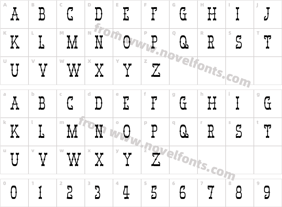 Syondola W00 RegularCharacter Map