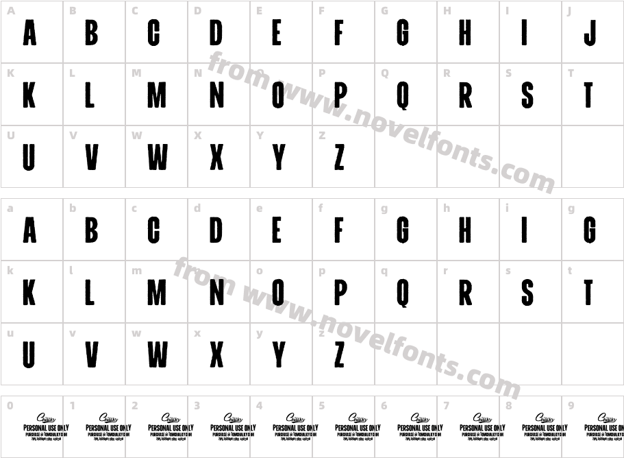 TC Headliner Print BoldCharacter Map