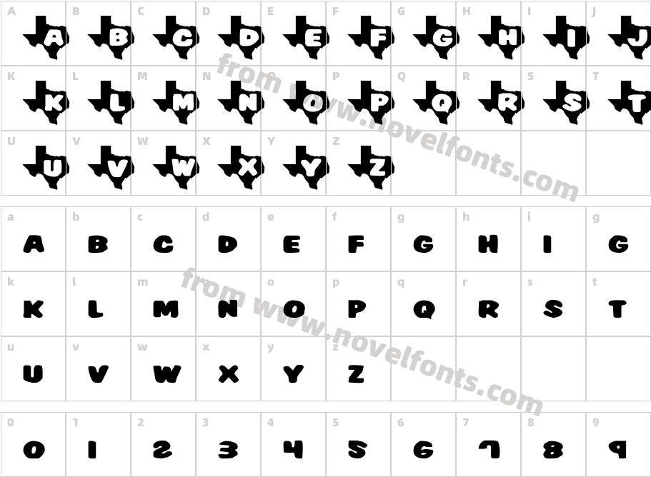 TEXASCharacter Map