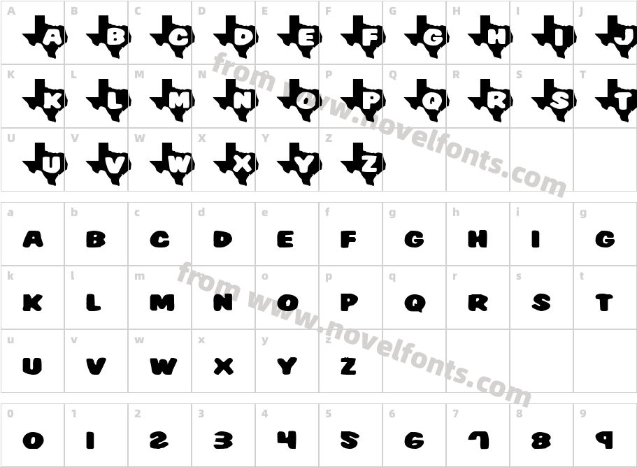 TEXASCharacter Map