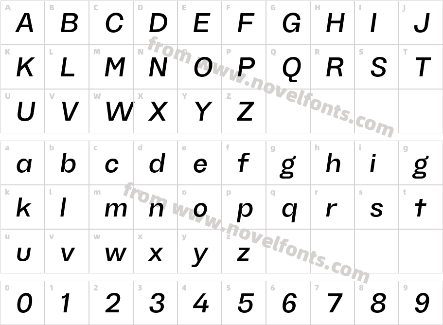 TG Haido Grotesk Semibold ItalicCharacter Map