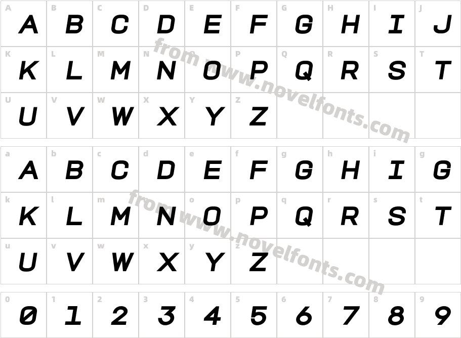 TROS Bold ItalicCharacter Map