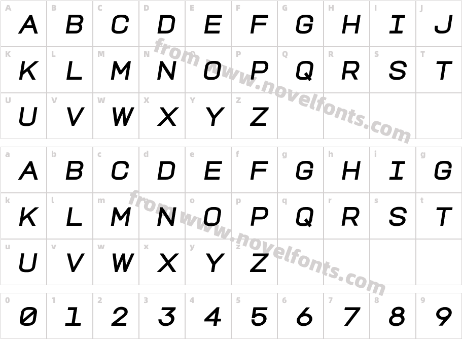 TROS Medium ItalicCharacter Map