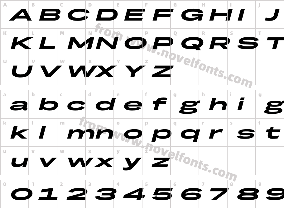 TRY Grtsk Bold Mega SlantCharacter Map
