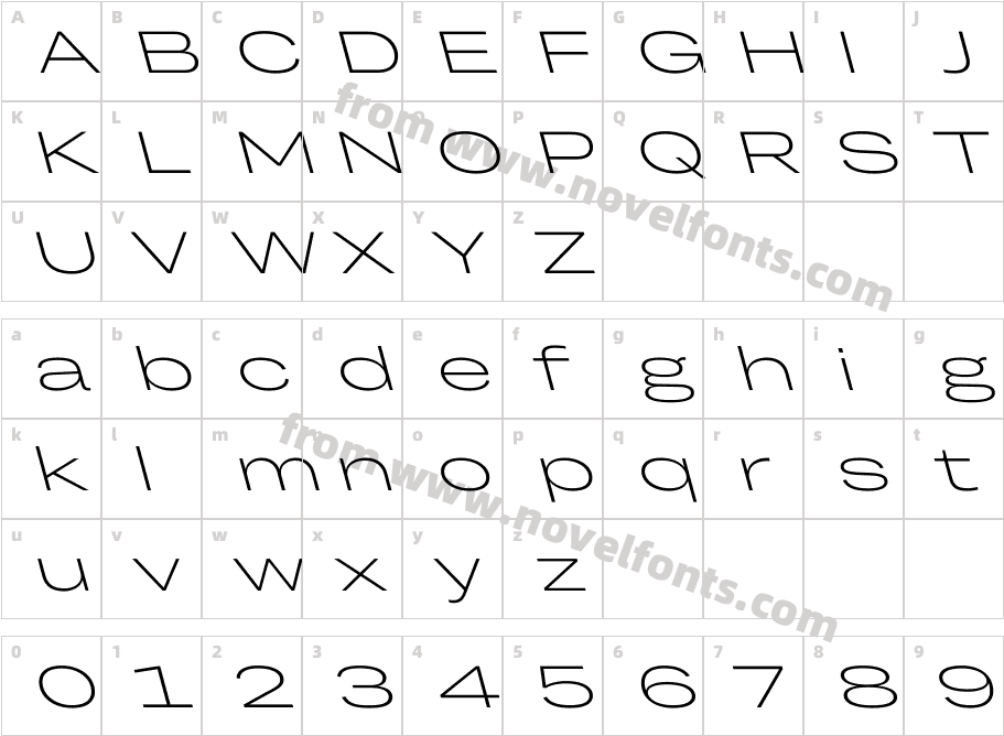 TRY Grtsk Extra Light Giga BackslantCharacter Map