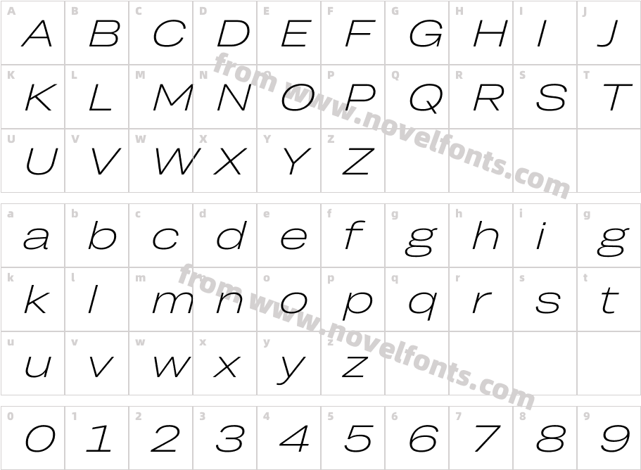 TRY Grtsk Extra Light Tera SlantCharacter Map