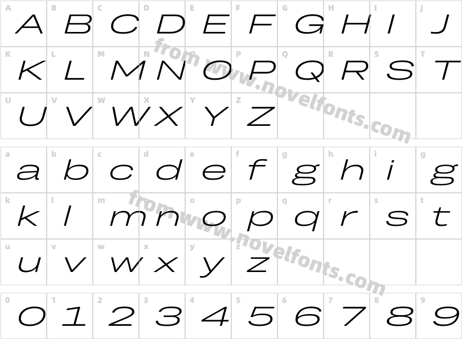 TRY Grtsk Light Giga SlantCharacter Map