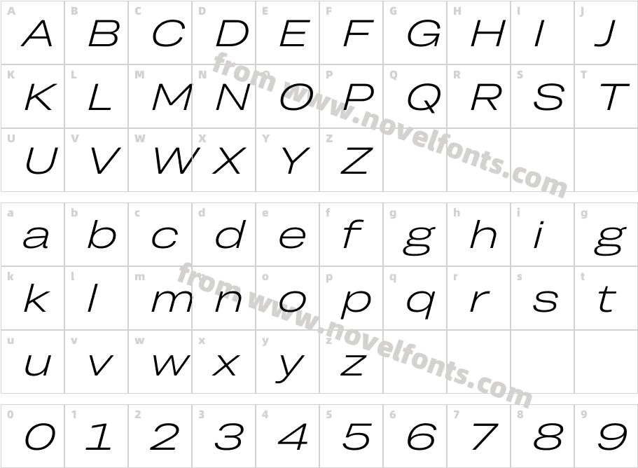 TRY Grtsk Light Tera SlantCharacter Map