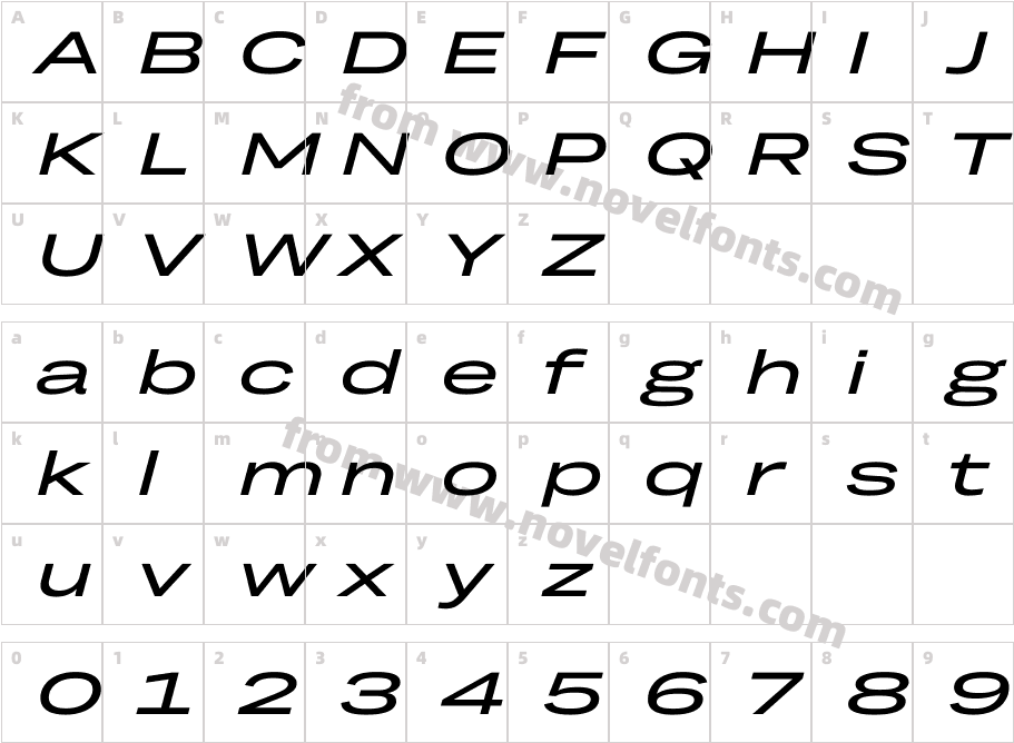 TRY Grtsk Medium Giga SlantCharacter Map