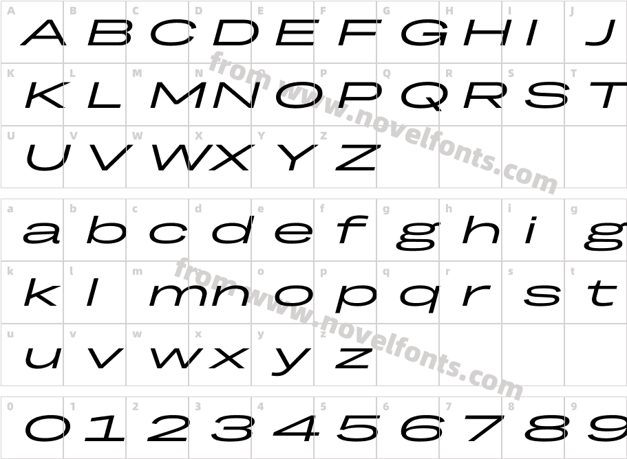 TRY Grtsk Mega SlantCharacter Map