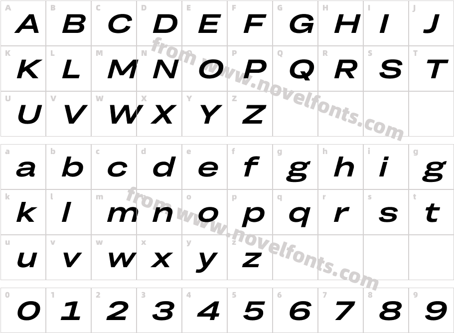TRY Grtsk Semibold Tera SlantCharacter Map
