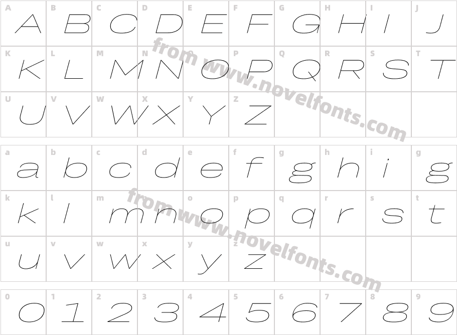 TRY Grtsk Thin Giga SlantCharacter Map