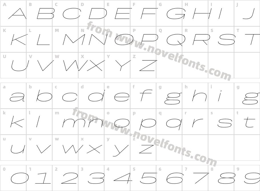 TRY Grtsk Thin Mega SlantCharacter Map