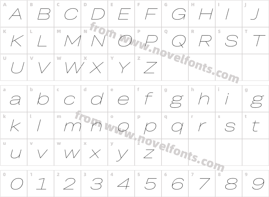 TRY Grtsk Thin Tera SlantCharacter Map