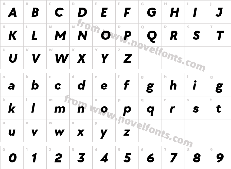 TT Chocolates Trial Extra Bold ItalicCharacter Map