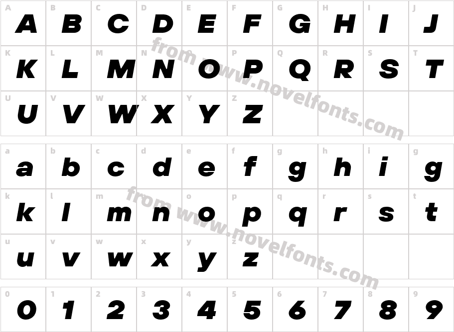TT Hoves Pro Trl Expanded Black ItalicCharacter Map