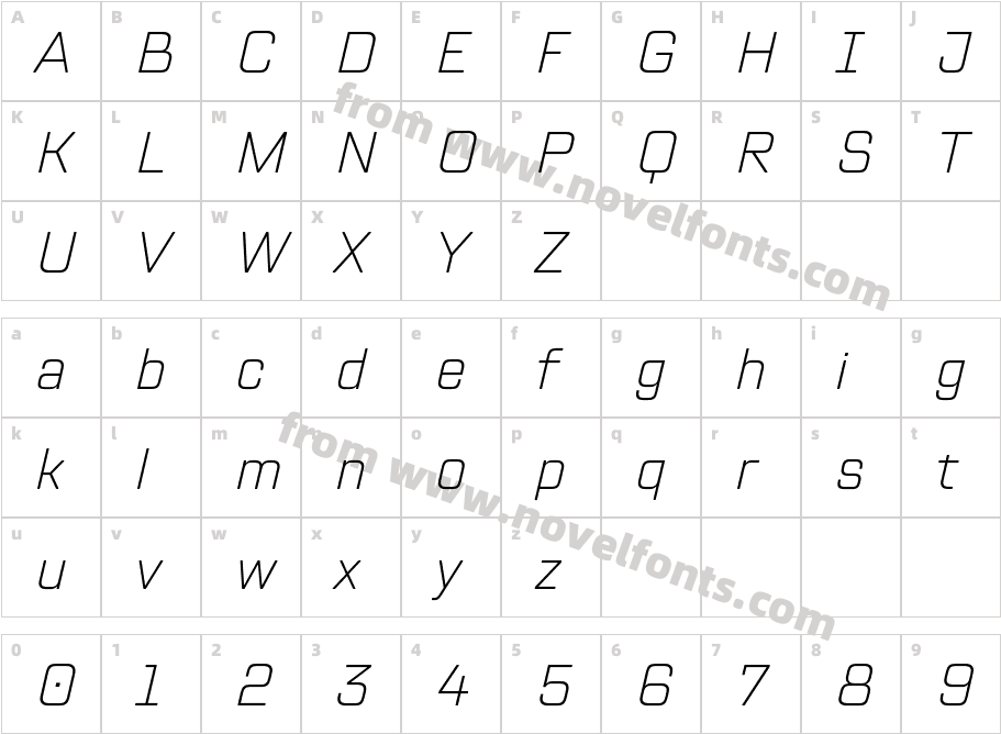 TT Lakes Neue W05 Extra Light ItCharacter Map