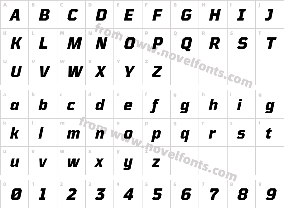 TT Mussels Trl Extra Bold ItalicCharacter Map