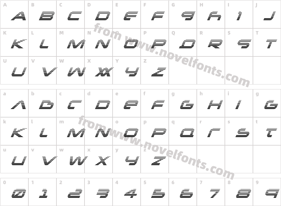 New Mars Scanlines ItalicCharacter Map