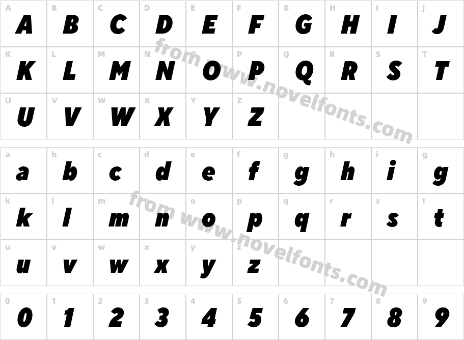 TT Norms Pro Condensed ExtraBlack ItalicCharacter Map