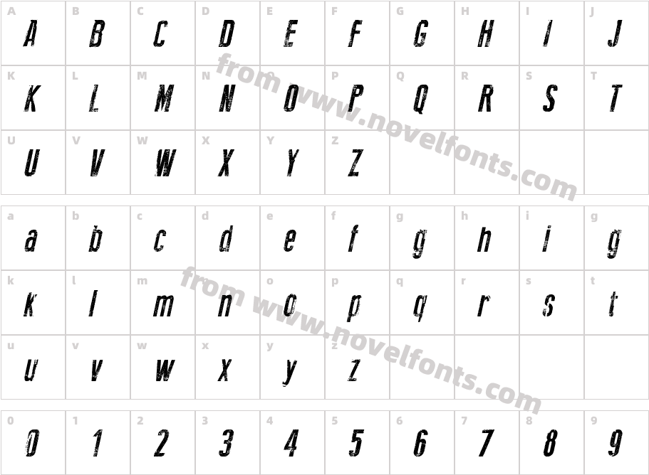 New Press Eroded Italic ItalicCharacter Map